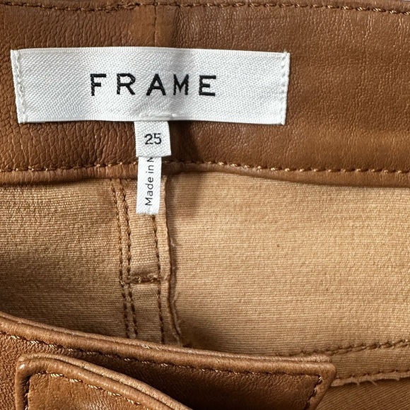 FRAME “Le High Straight” Cropped Lamb Leather Pants In Latte Size 25 EUC! - Picture 12 of 14